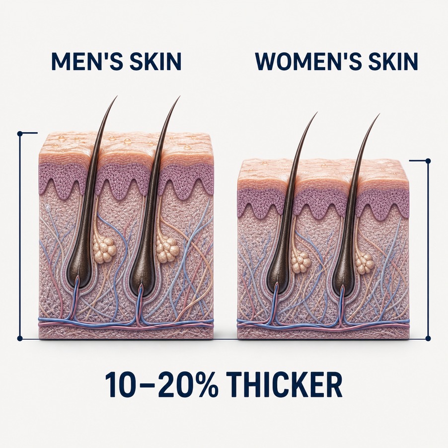 Men's skin compared with women's